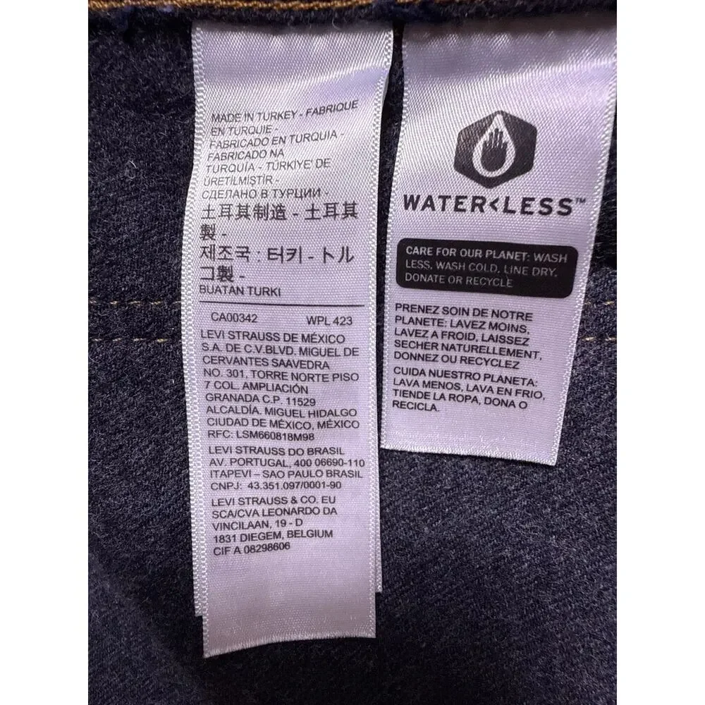 Levi's Denim Chore Coat Cypress Mens Small Dark Indigo‎ Rinse Mid Length Button